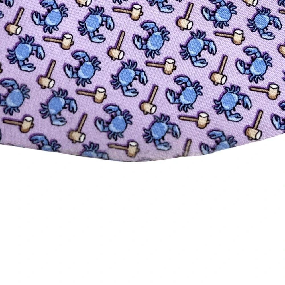 Vineyard Vines Men's Bow Tie Crab Mallets Lilac/Blue Silk USA 2 5/8
